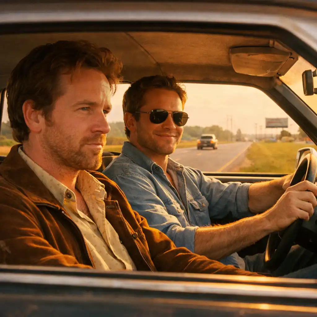 Mississippi Grind – dwóch mężczyzn w samochodzie na drodze na południu USA