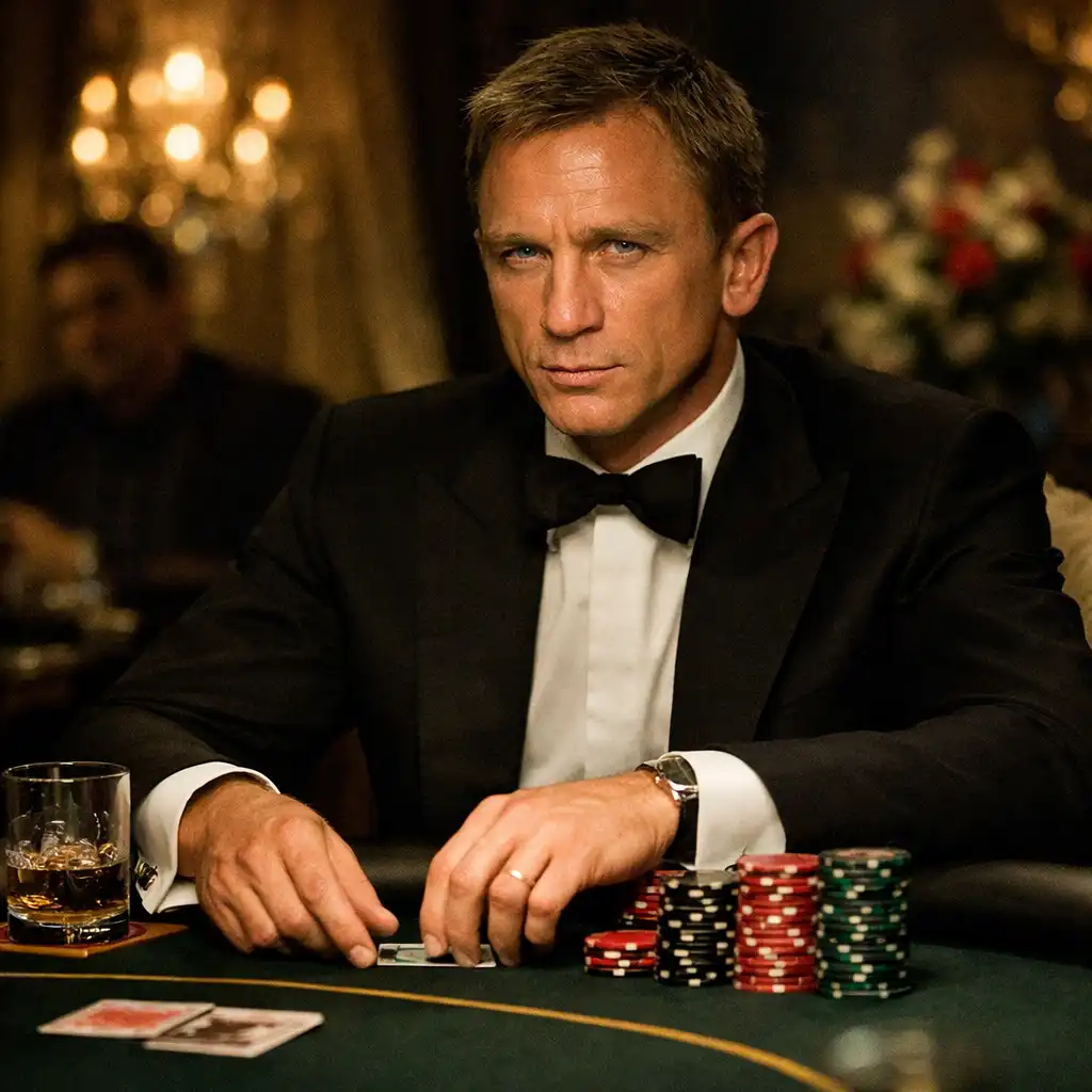 James Bond przy stole do pokera w filmie Casino Royale